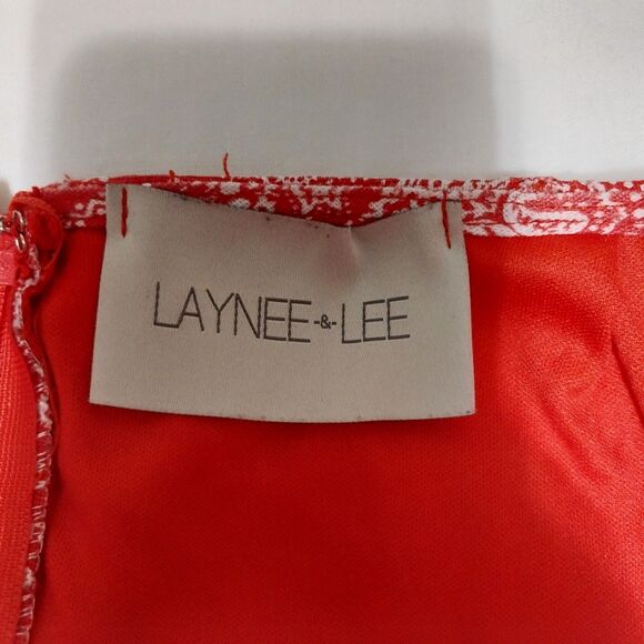 Laynee & Lee mini skirt Women L red handkerchief paisley fringe 29 inch Western - Picture 3 of 7